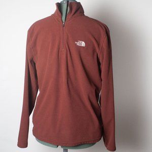 North Face Medium Men's 1/4 Zip Fleece Pull Over Red Brown